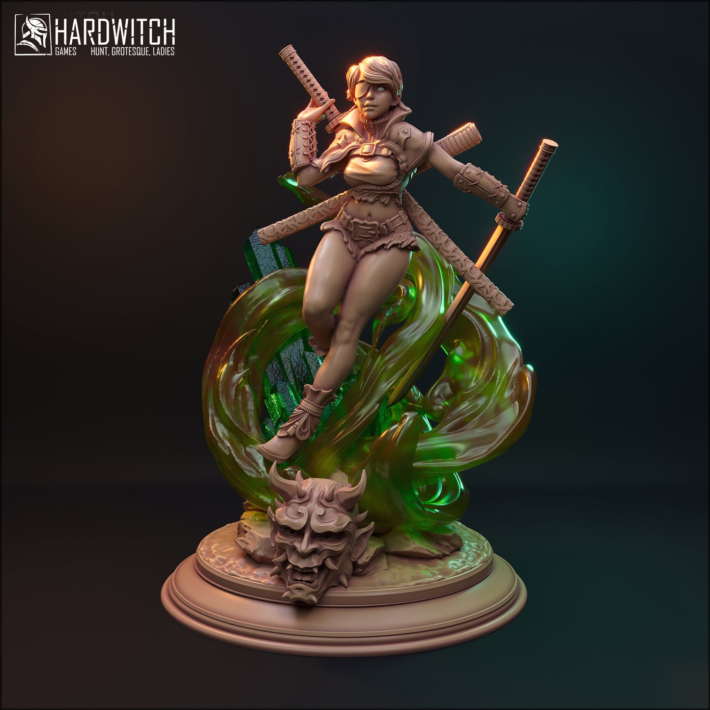 Figurka Akida – HardWitch Games | wojowniczka samuraj fantasy | miniatura kolekcjonerska 32 mm / 75 mm / 100 mm