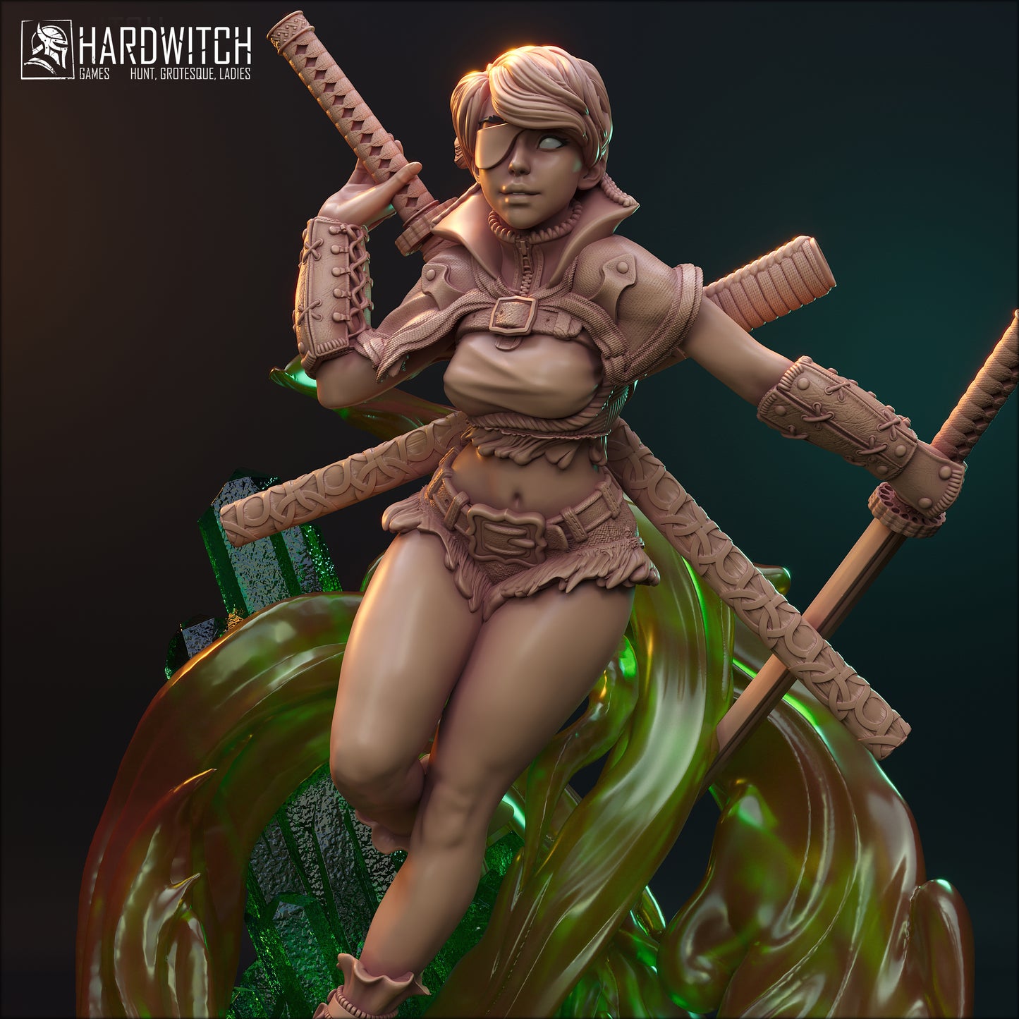 Figurka Akida – HardWitch Games | wojowniczka samuraj fantasy | miniatura kolekcjonerska 32 mm / 75 mm / 100 mm