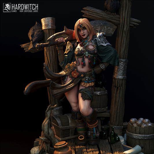 Figurka Leenhva O'Braites – Magarid Forest | łowczyni fantasy z krukami | miniatura kolekcjonerska 32 mm / 75 mm / 100 mm (HardWitch Games)