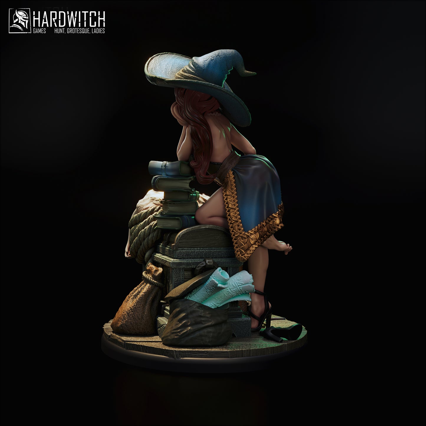 Figurka Sandra Paxter – Fortuna Magica | czarodziejka fantasy z kotem | miniatura kolekcjonerska 75 mm / 120 mm (HardWitch Games)