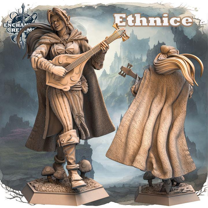 Figurka Ethnice – bard z Enchanting Realms 180 mm, widok z przodu