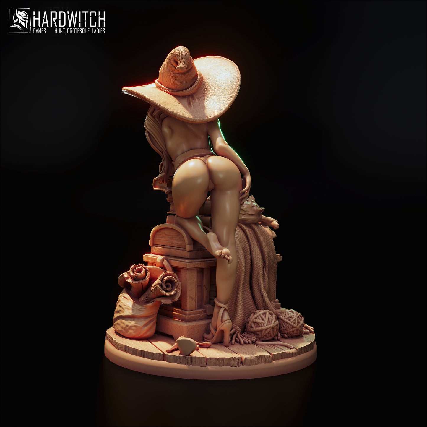 Figurka Sandra Paxter – Fortuna Magica | czarodziejka fantasy z kotem | miniatura kolekcjonerska 75 mm / 120 mm (HardWitch Games)