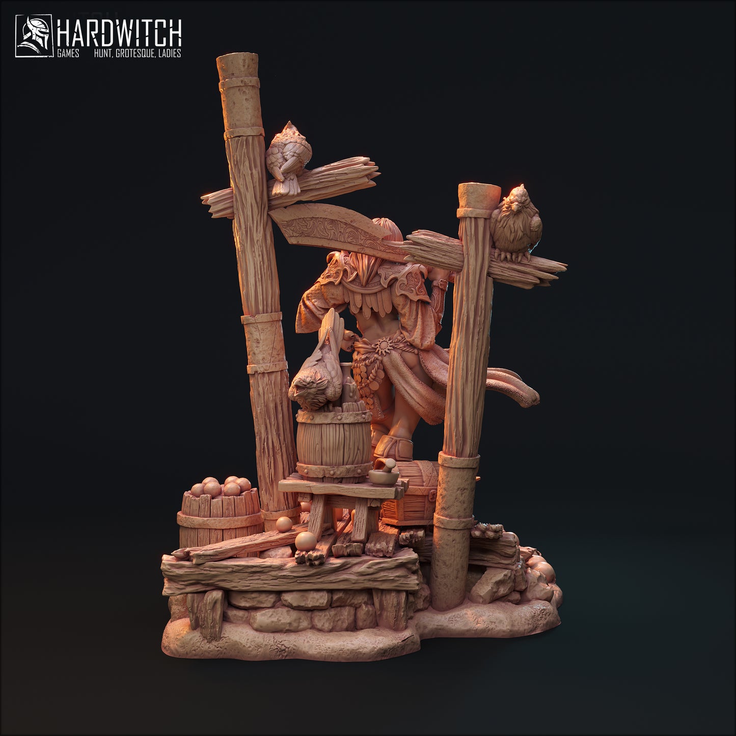 Figurka Leenhva O'Braites – Magarid Forest | łowczyni fantasy z krukami | miniatura kolekcjonerska 32 mm / 75 mm / 100 mm (HardWitch Games)