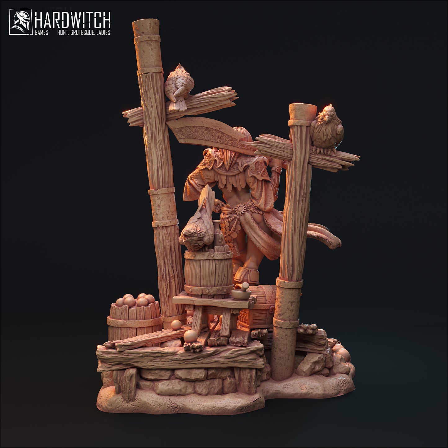 Figurka Leenhva O'Braites – Magarid Forest | łowczyni fantasy z krukami | miniatura kolekcjonerska 32 mm / 75 mm / 100 mm (HardWitch Games)