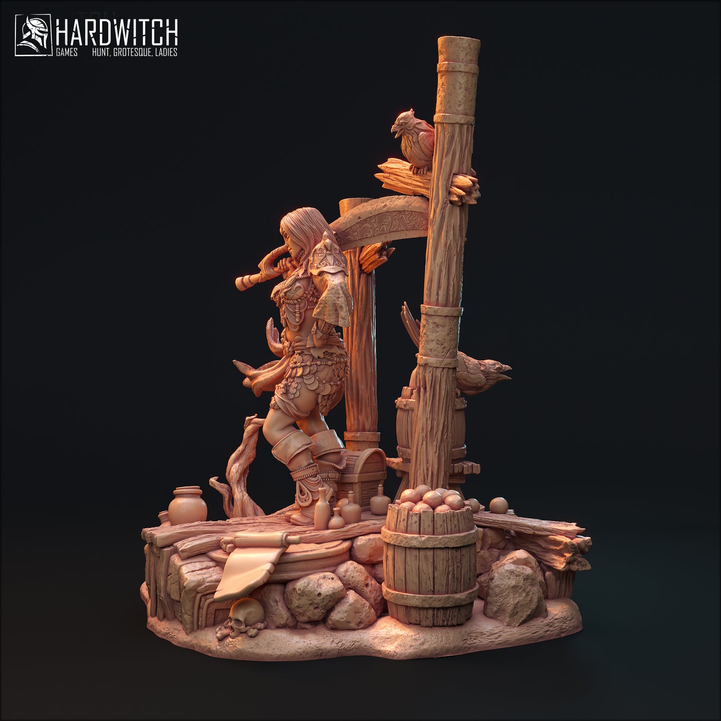 Figurka Leenhva O'Braites – Magarid Forest | łowczyni fantasy z krukami | miniatura kolekcjonerska 32 mm / 75 mm / 100 mm (HardWitch Games)