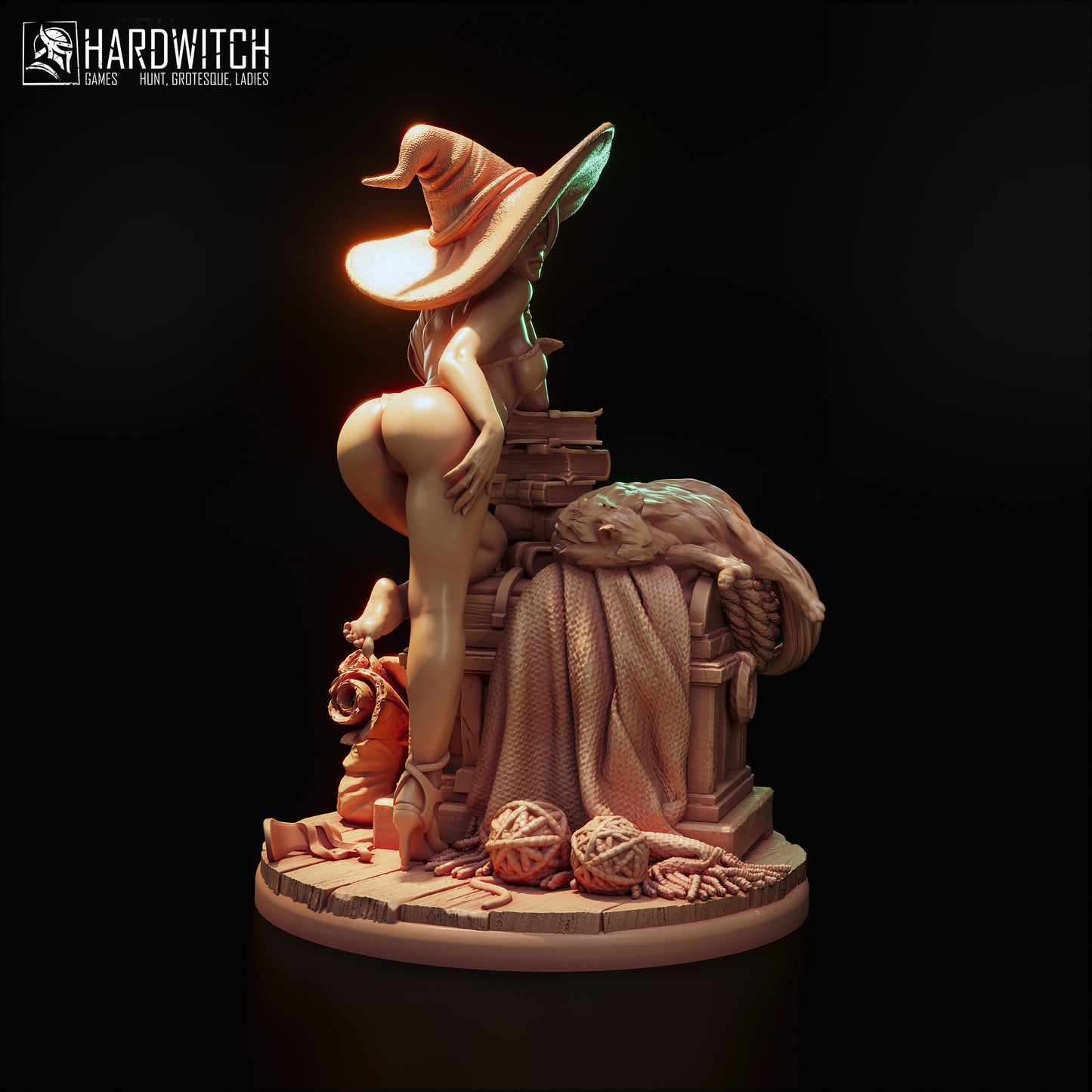 Figurka Sandra Paxter – Fortuna Magica | czarodziejka fantasy z kotem | miniatura kolekcjonerska 75 mm / 120 mm (HardWitch Games)