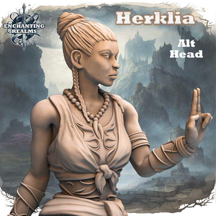 Herulia – figurka mnichini fantasy 3D z serii Enchanting Realms, 180 mm, medytacyjna poza, widok z przodu
