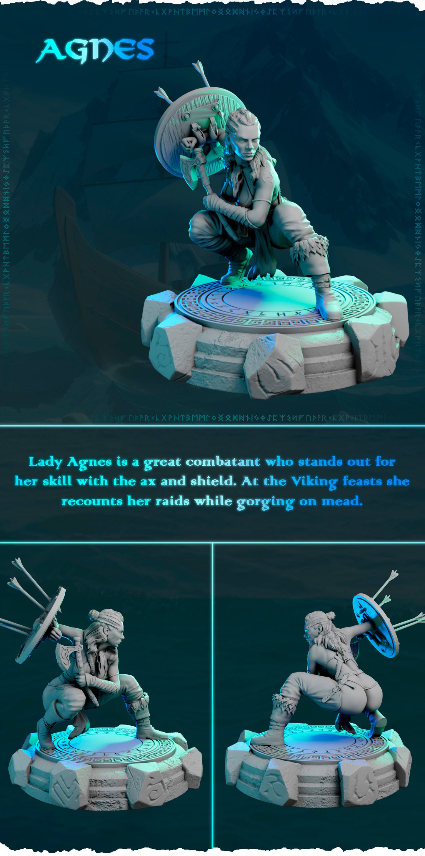 Agnes – figurka wojowniczki północy z toporem i tarczą