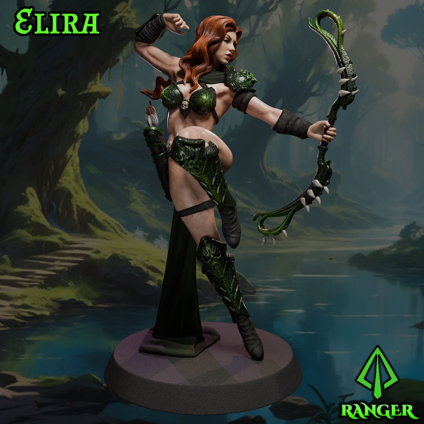 Elira resin figure dark fantasy collectible miniature 32mm and 75mm