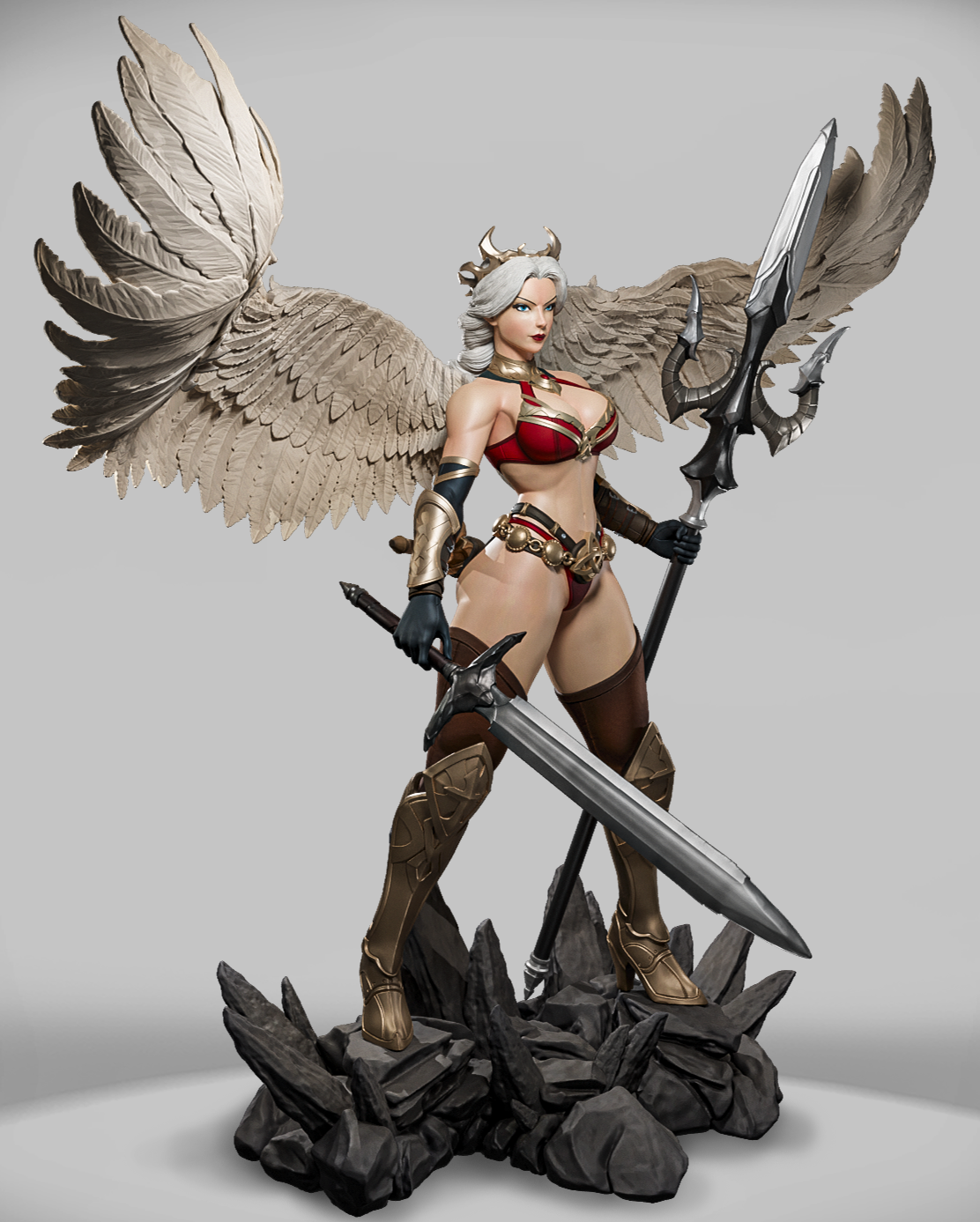 Skrzydlata Wojowniczka Świtu – figurka fantasy – 32 mm / 75 mm