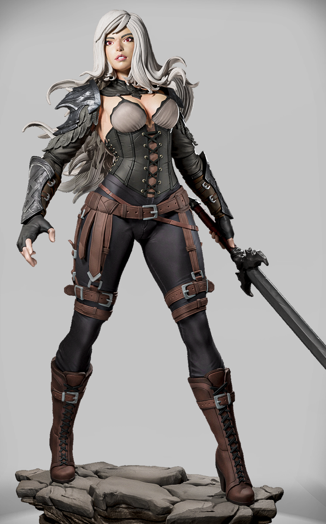 Ashveil Nightblade dark fantasy female warrior figure