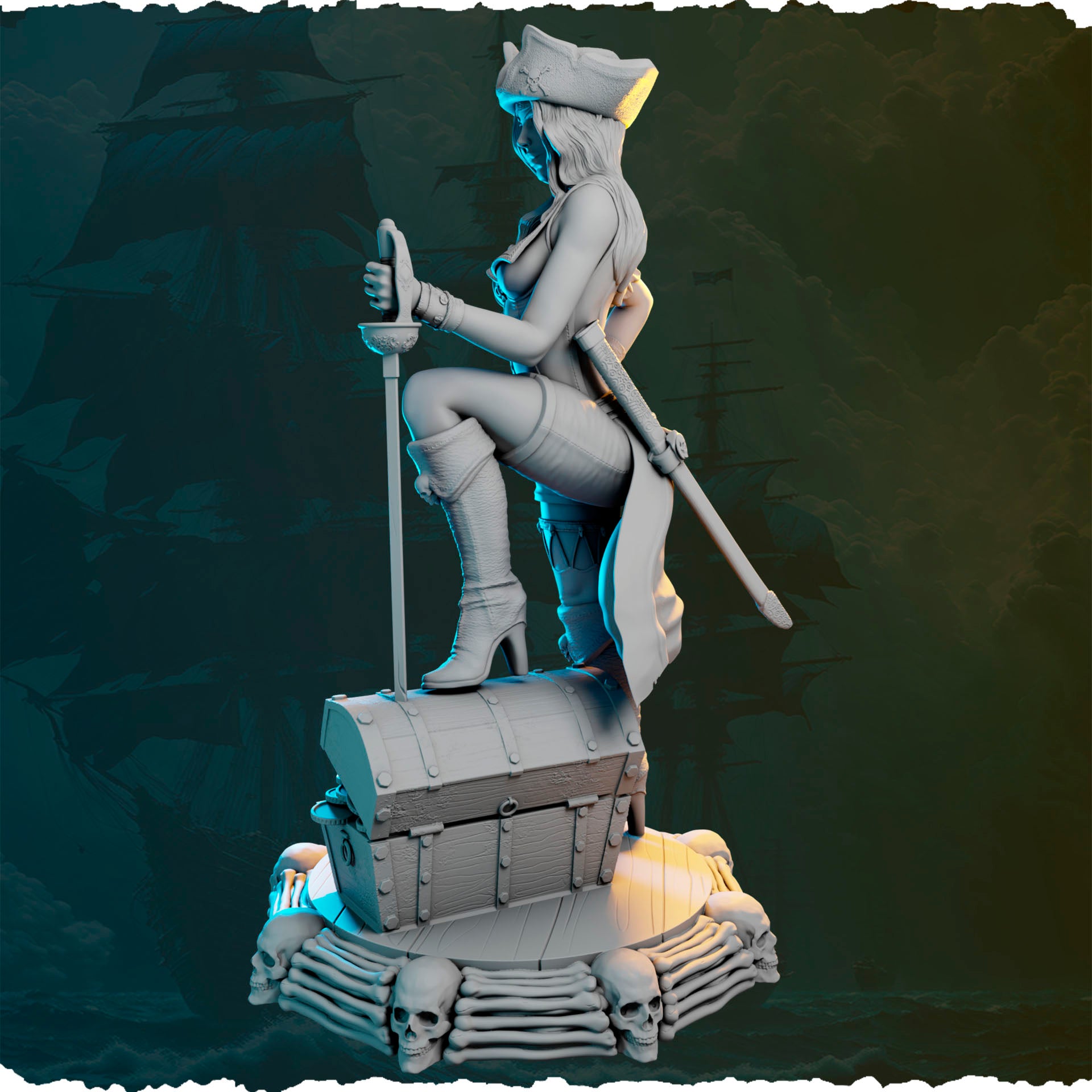 Piracka łowczyni skarbów figurka fantasy od Black Bird Miniatures