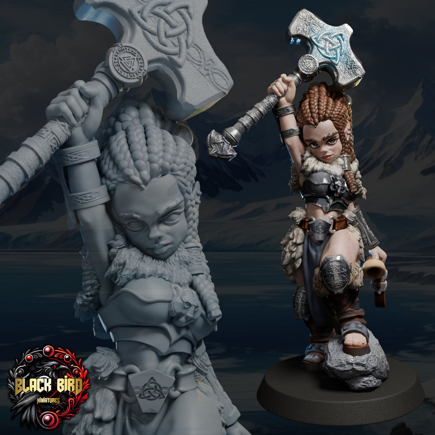 Freydis – figurka kolekcjonerska 32mm / 75mm | Black Bird Miniatures – Ladies of the Dark 2