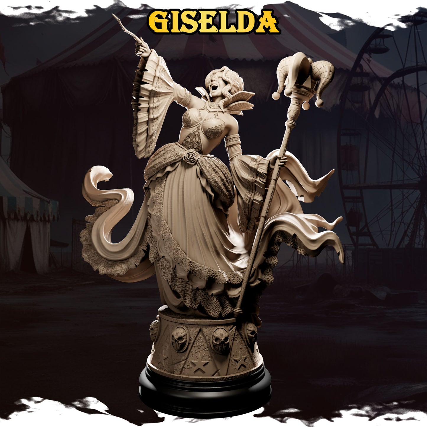 Giselda 1.jpg – „Giselda – figurka w stylu mrocznego cyrku, wersja surowa, Black Bird Miniatures”