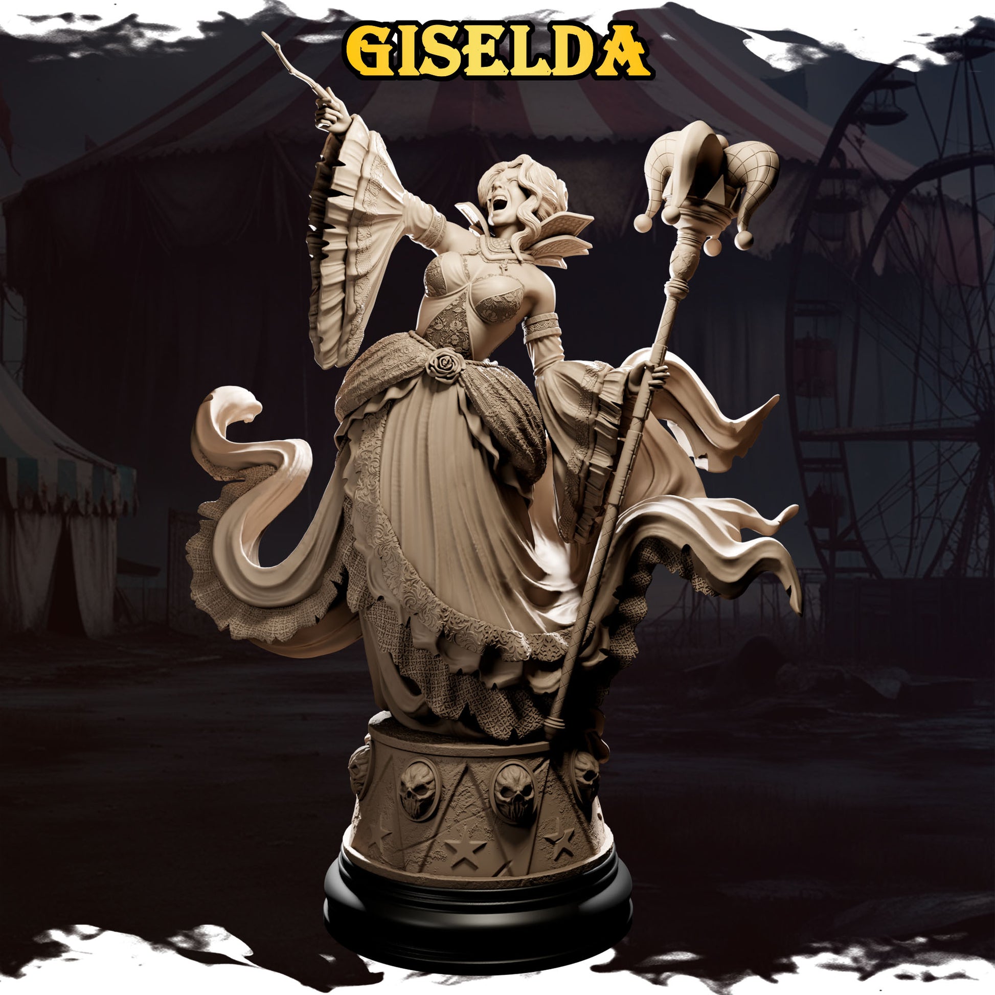 Giselda 1.jpg – „Giselda – figurka w stylu mrocznego cyrku, wersja surowa, Black Bird Miniatures”