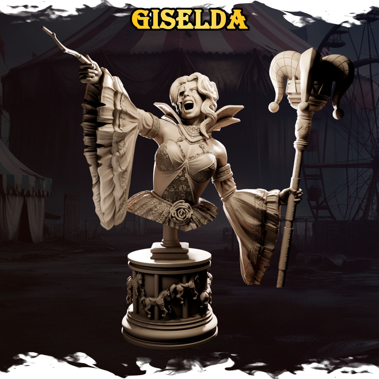 Giselda 1.jpg – „Giselda – figurka w stylu mrocznego cyrku, wersja surowa, Black Bird Miniatures”