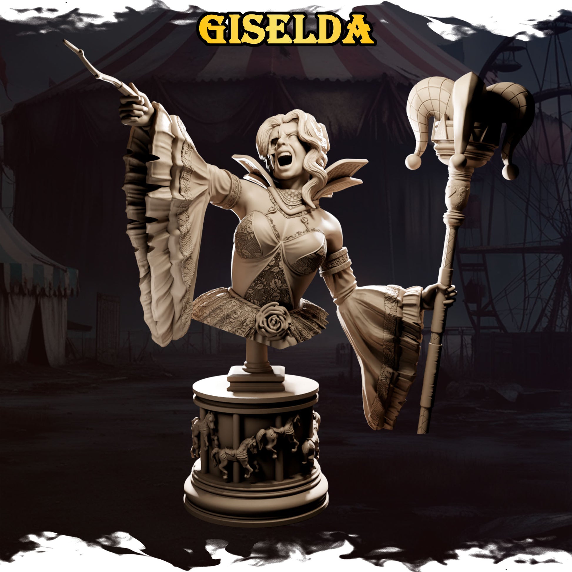 Giselda 1.jpg – „Giselda – figurka w stylu mrocznego cyrku, wersja surowa, Black Bird Miniatures”