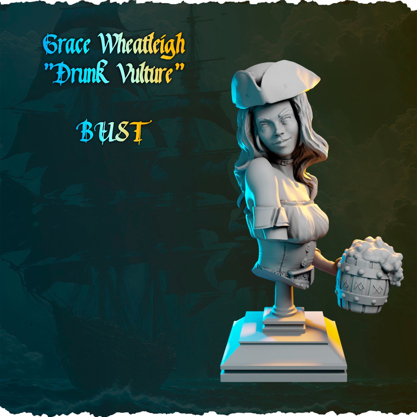 Piracka towarzyszka z kuflem 32 mm / 75 mm | Black Bird Miniatures | Ladies of the Sea Pirates