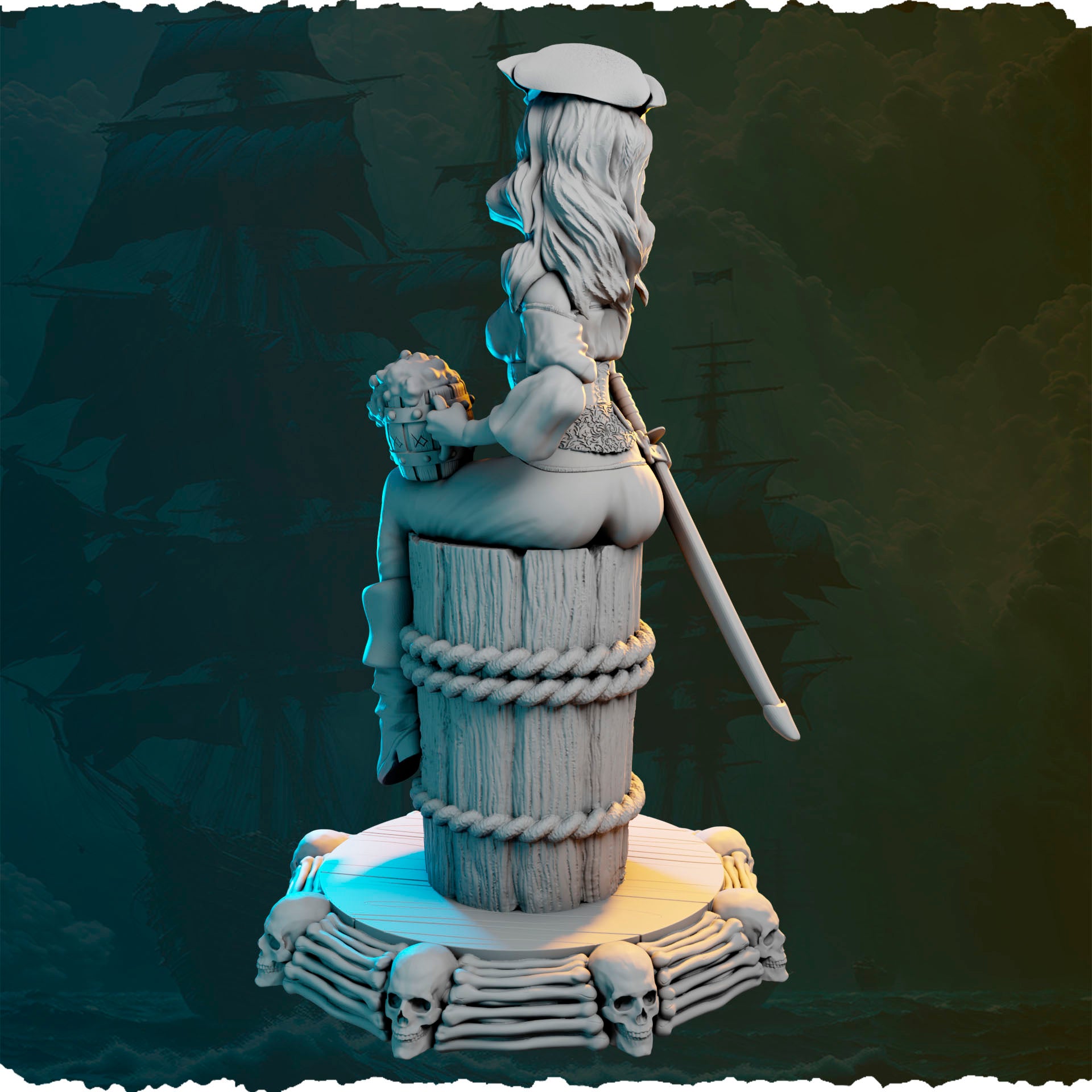 Piracka towarzyszka z kuflem figurka fantasy od Black Bird Miniatures