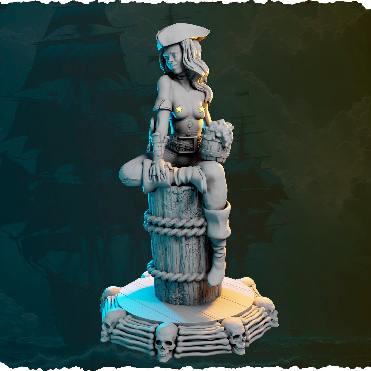 Piracka towarzyszka z kuflem figurka fantasy od Black Bird Miniatures