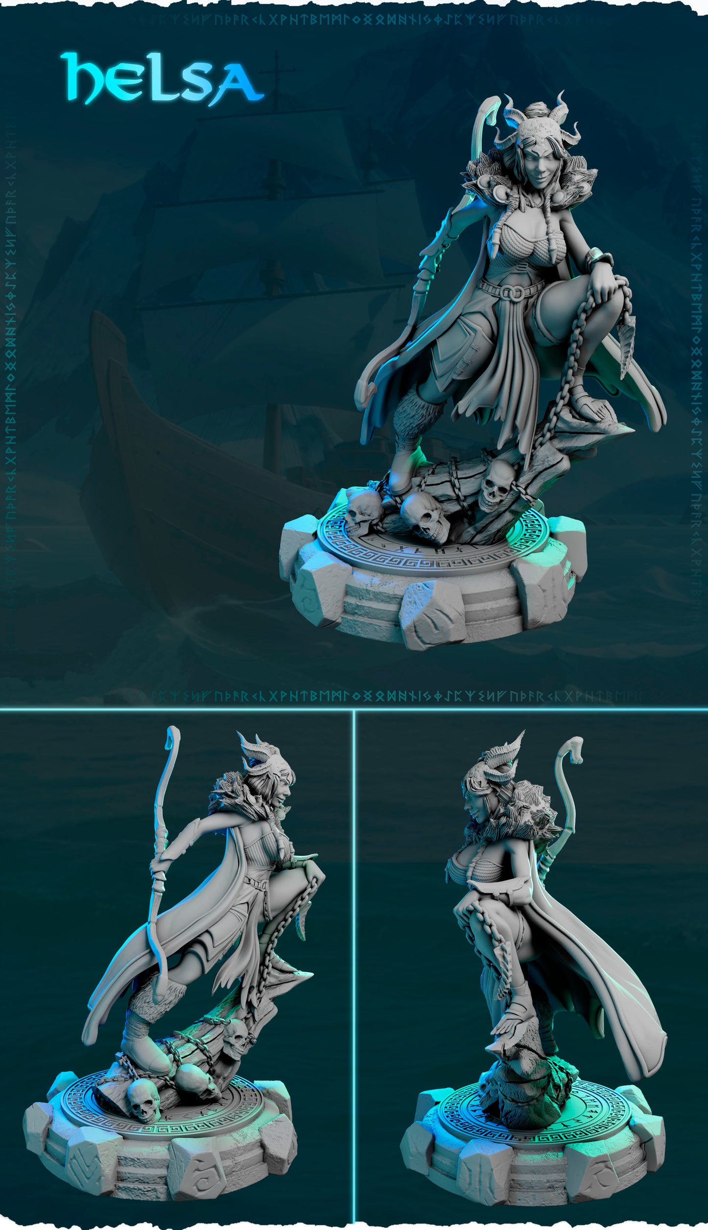 Północna Władczyni z Rogami — podstawka z czaszkami i łańcuchami