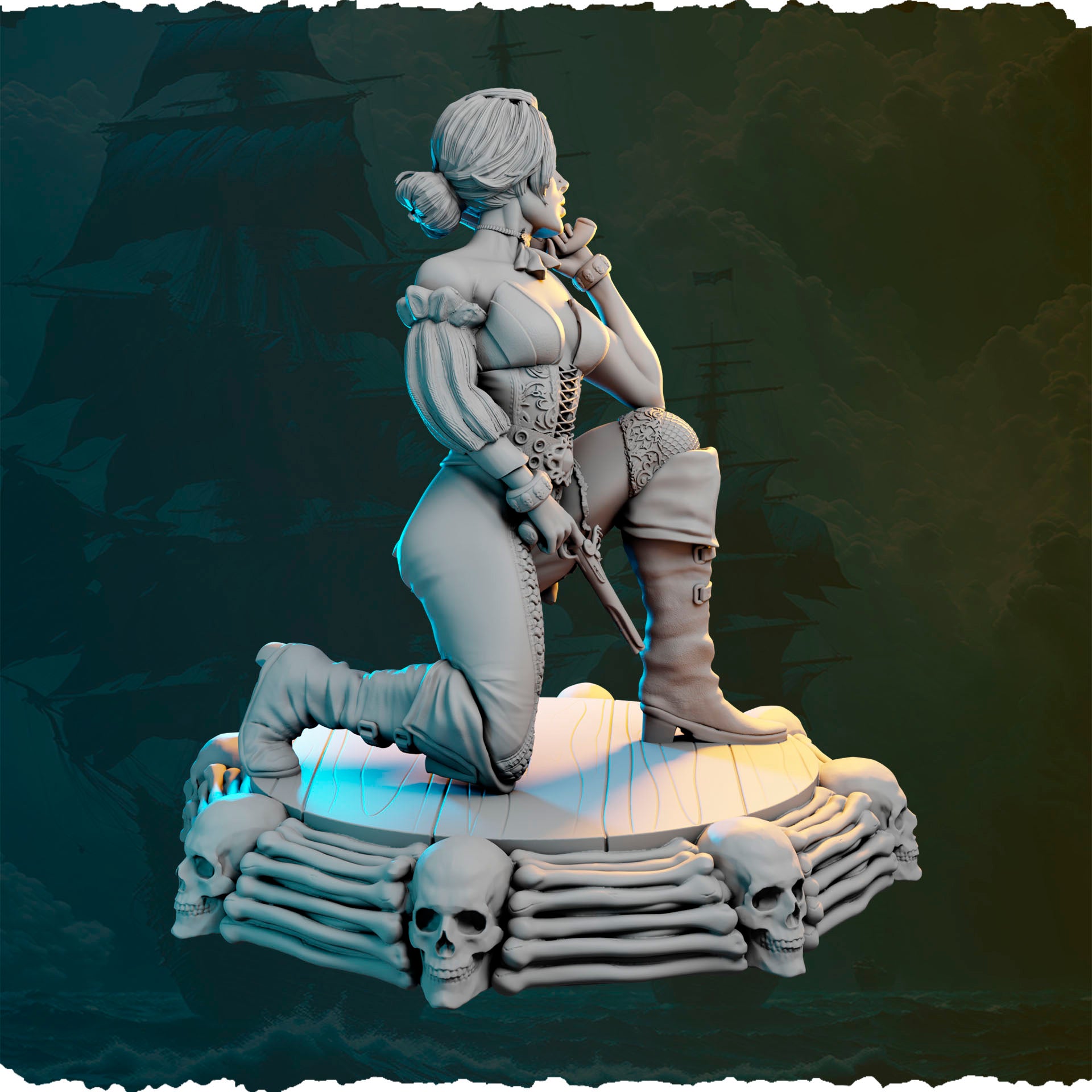 Piracka zwiadowczyni z pistoletem figurka fantasy od Black Bird Miniatures