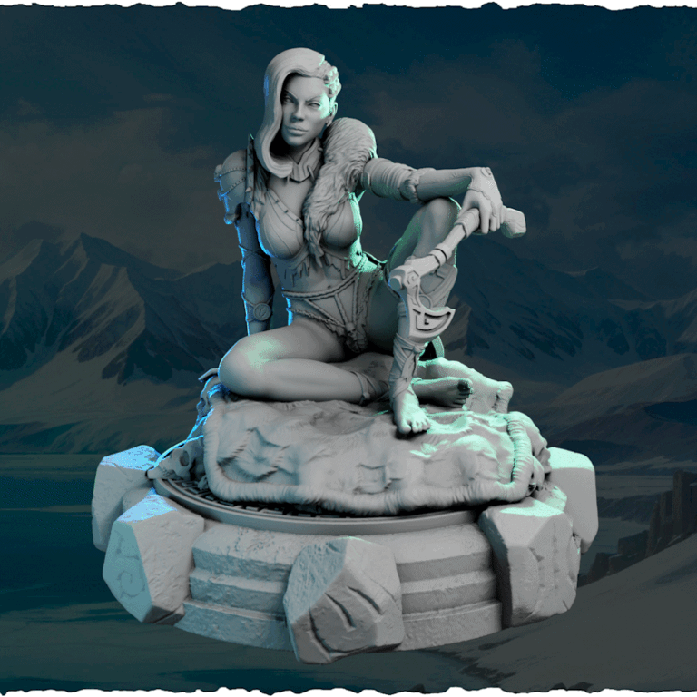 Północna Wojowniczka Ingrid — figurka na ozdobnej podstawce