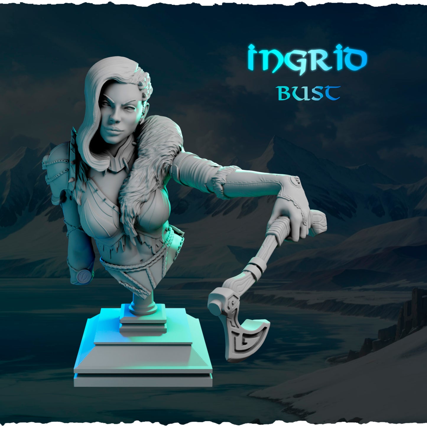 Północna Wojowniczka Ingrid — figurka na ozdobnej podstawce