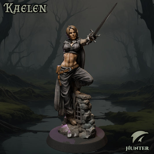 Kaelen painted fantasy hunter miniature 75mm by Black Bird Miniatures
