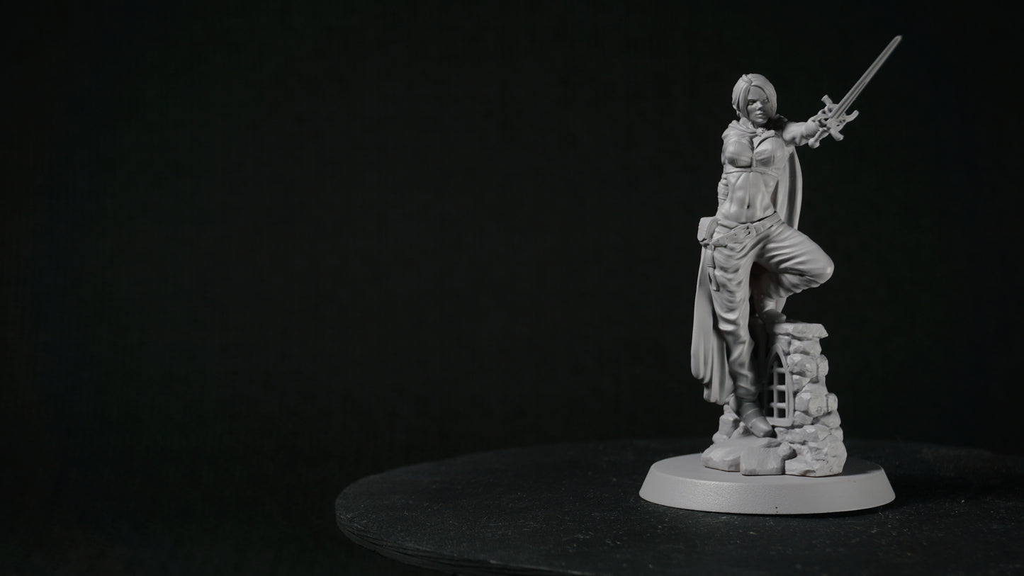 Kaelen painted fantasy hunter miniature 75mm by Black Bird Miniatures