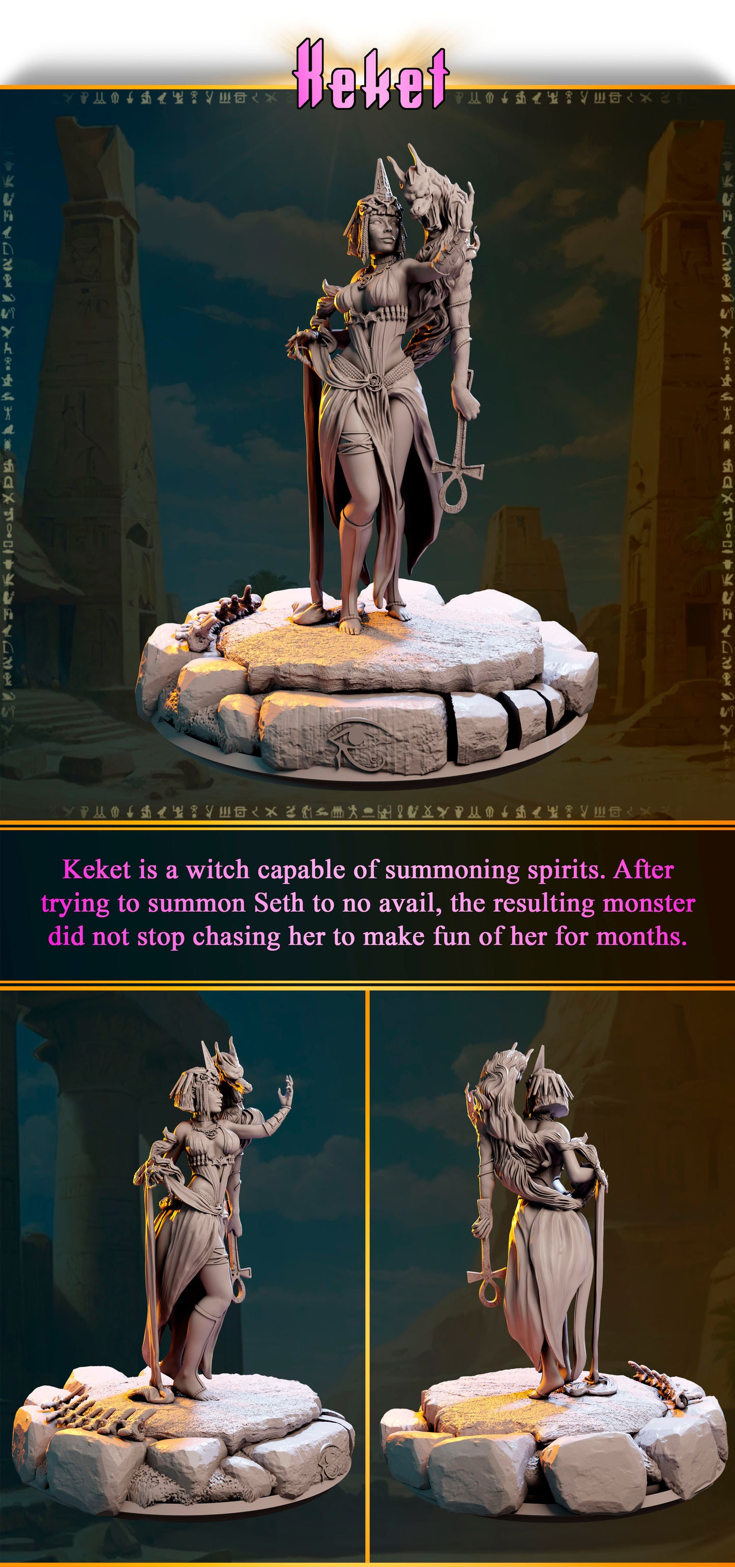 Keket – Kapłanka Anubisa — figurka z głową szakala i symbolem ankh, skala 32 mm