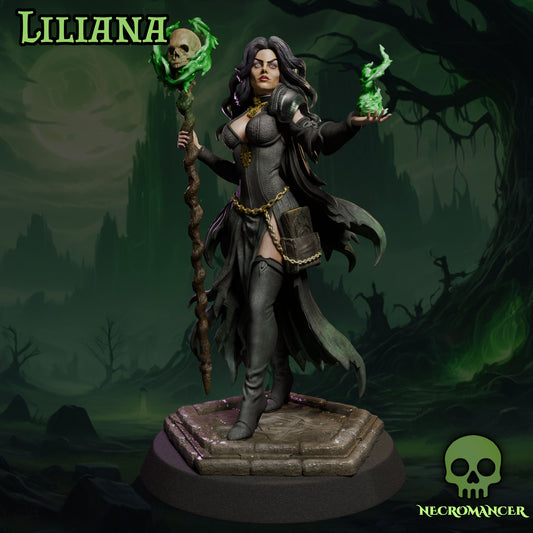 Fantasy female necromancer resin sculpture with skull staff SFW and NSFW