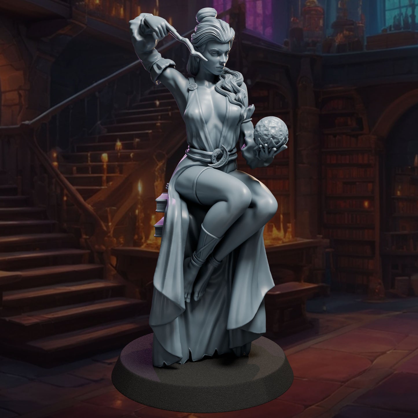 Mirelda painted mage miniature 75mm by Black Bird Miniatures