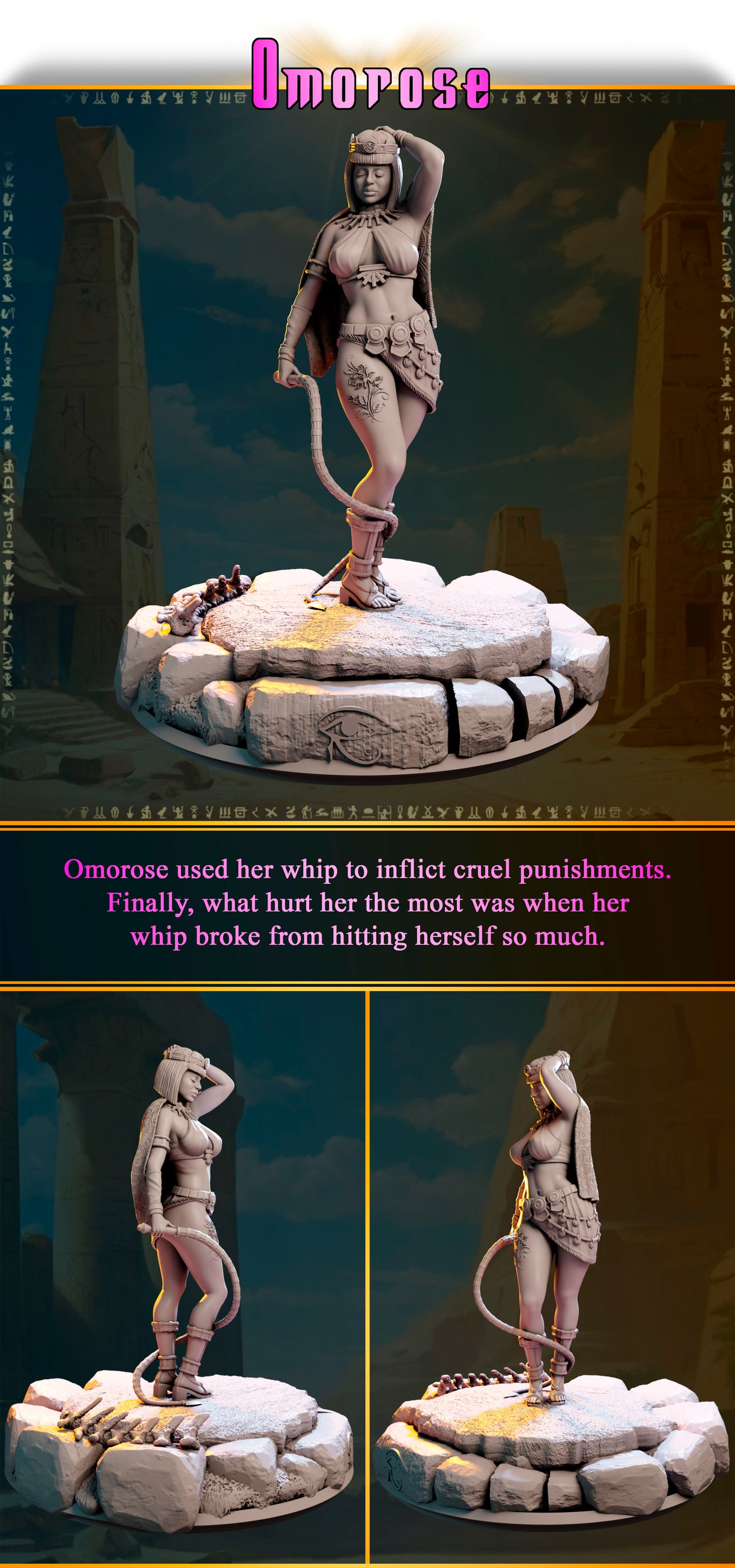 Omorose – Królowa Piasków — widok z przodu na pustynnej podstawce