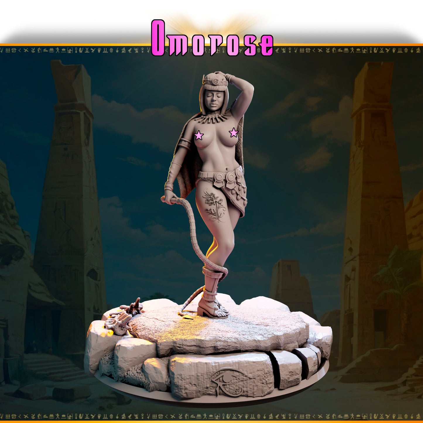 Omorose – Królowa Piasków — widok z przodu na pustynnej podstawce