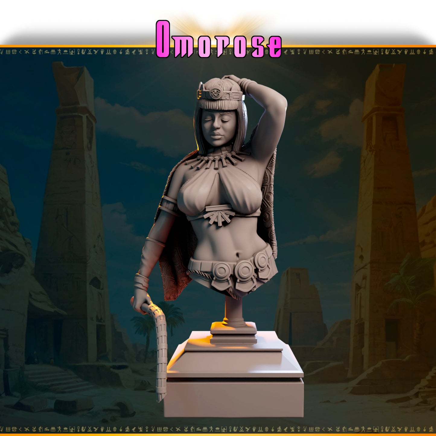 Omorose – Królowa Piasków — widok z przodu na pustynnej podstawce