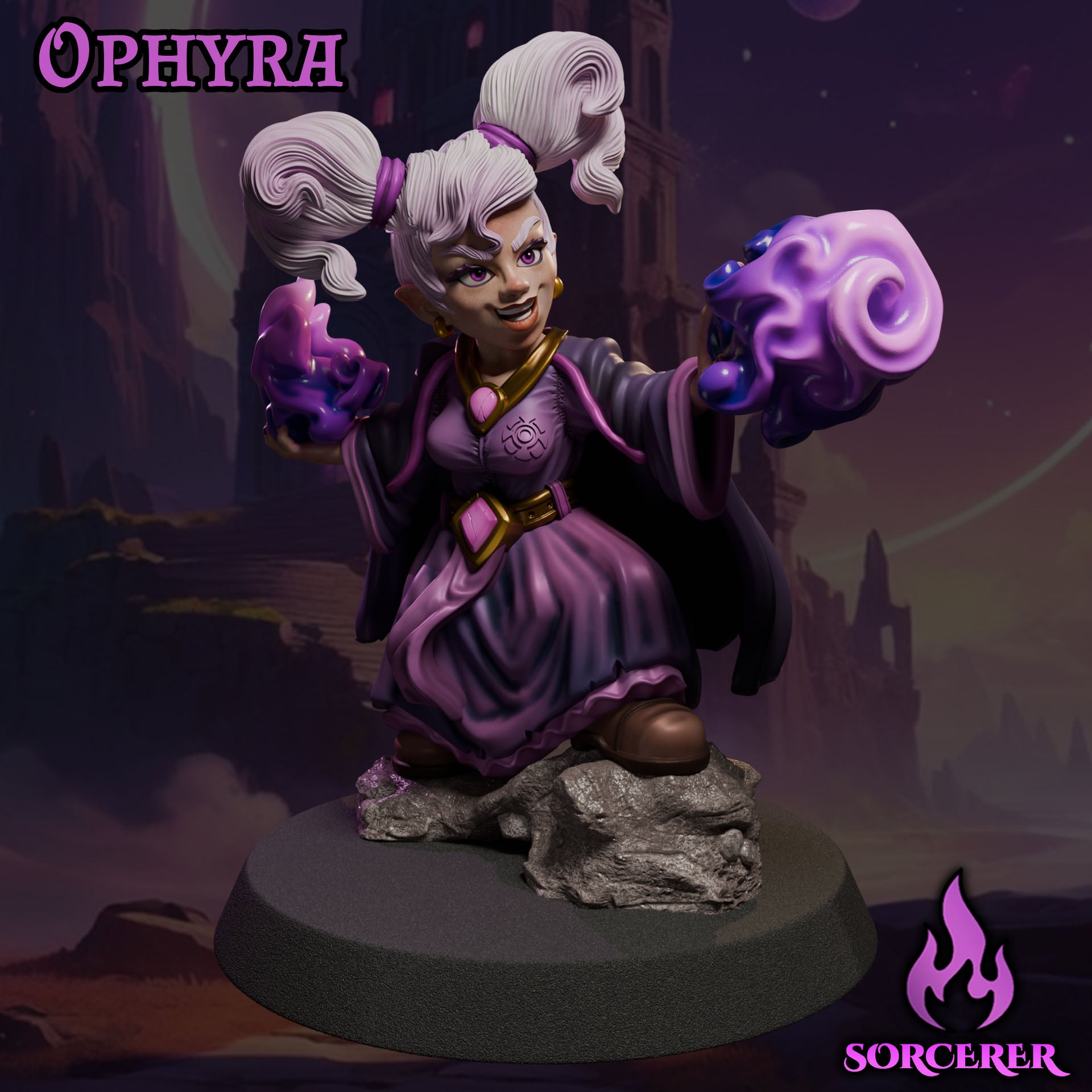 Ophyra – unpainted resin mage model 32 mm / 75 mm from Ladies of the Dark Age