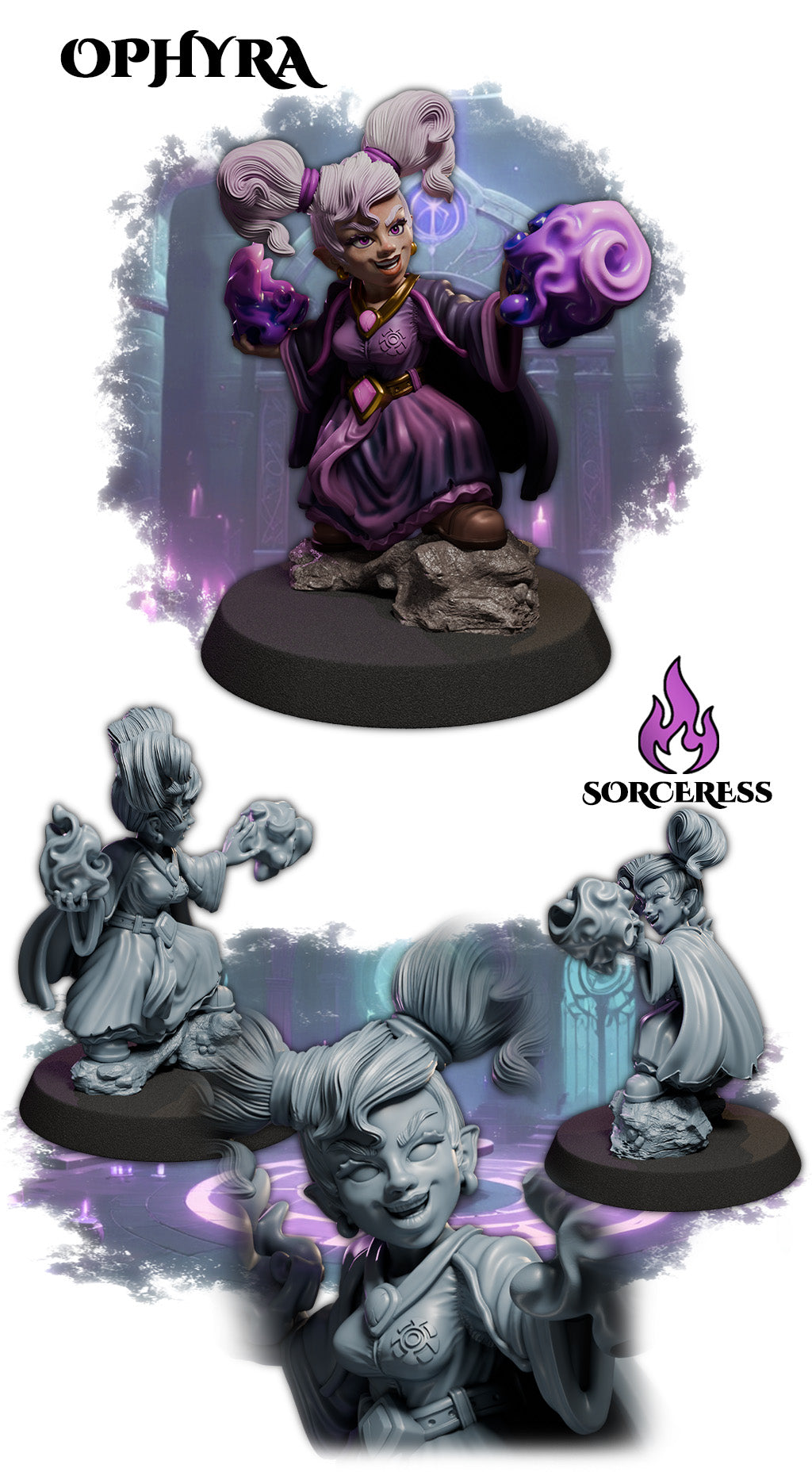 Ophyra – unpainted resin mage model 32 mm / 75 mm from Ladies of the Dark Age