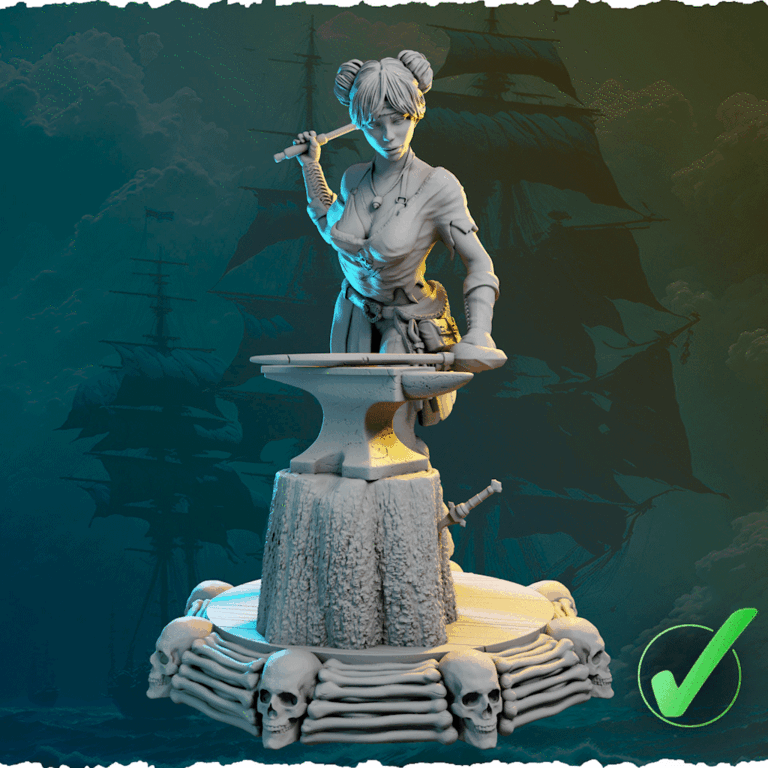 Piracka kowalka z młotem figurka fantasy od Black Bird Miniatures