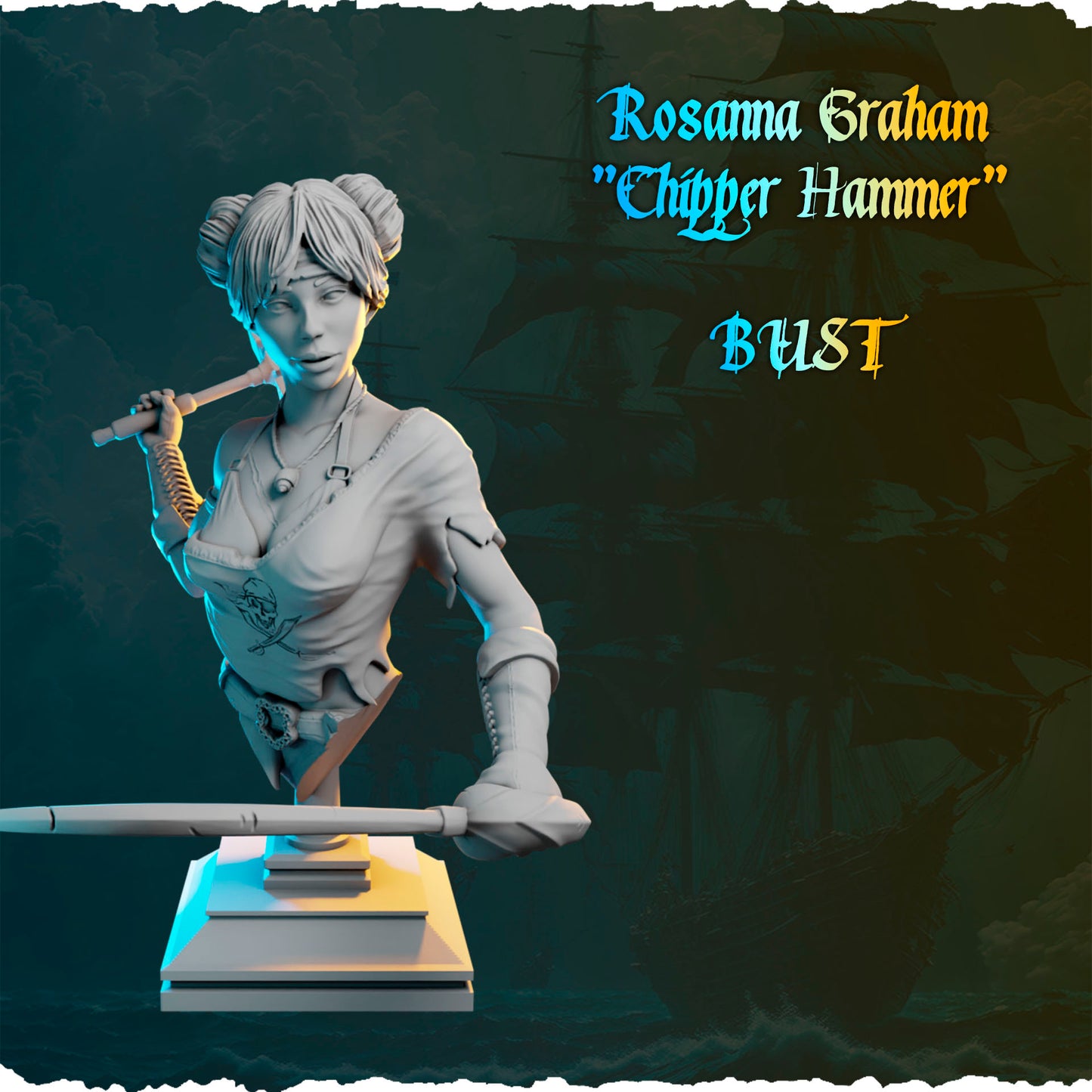 Piracka kowalka z młotem figurka fantasy od Black Bird Miniatures