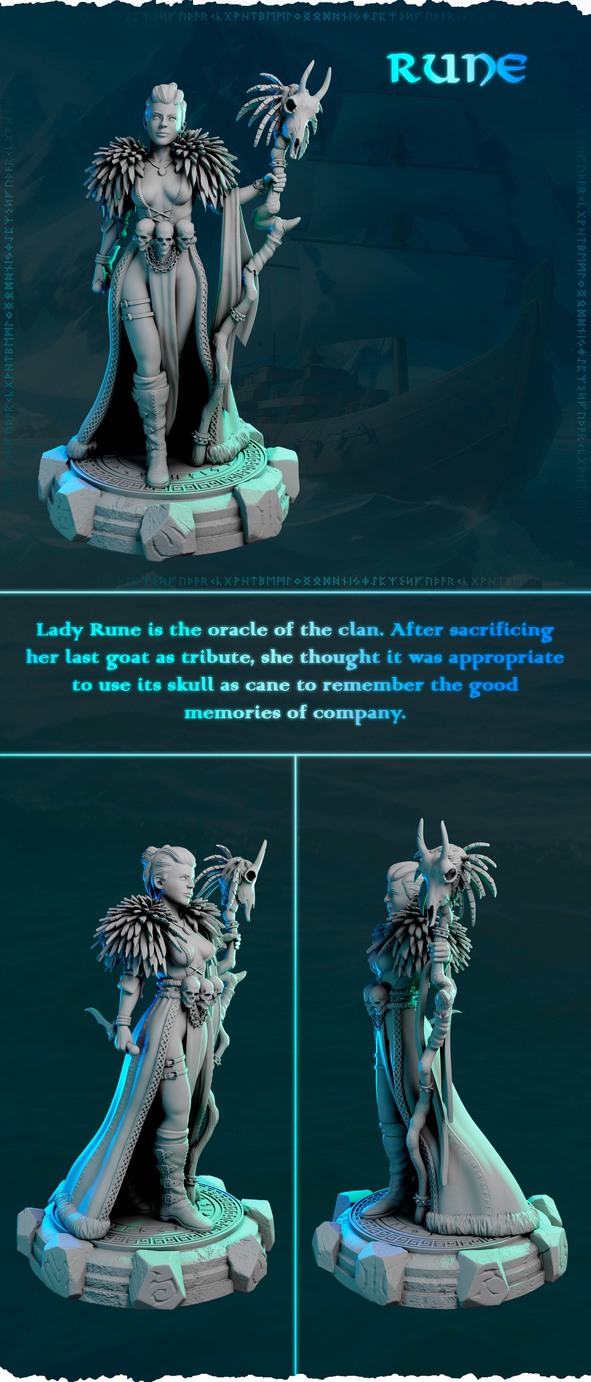 Północna Szamanka z Berłem Czaszki — runiczna podstawka