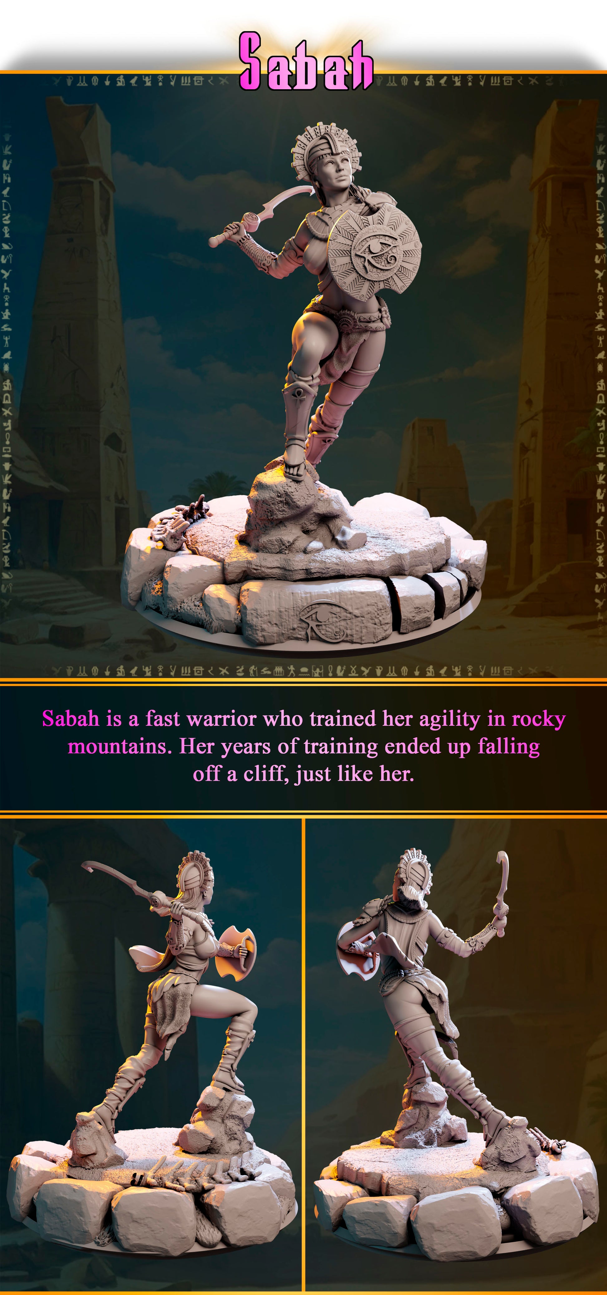 Sabah – Strażniczka Wschodniego Słońca — widok z przodu na pustynnej podstawce