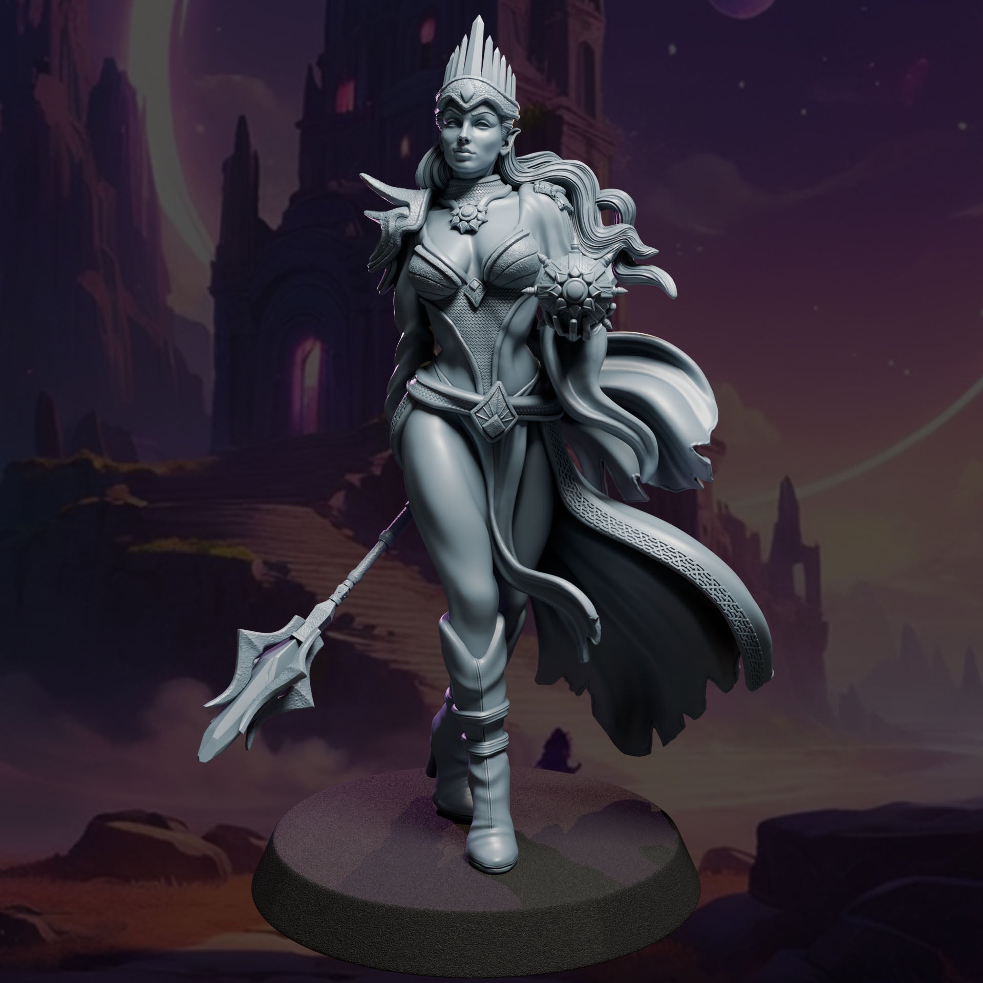 Selyra painted female sorcerer miniature 75mm by Black Bird Miniatures