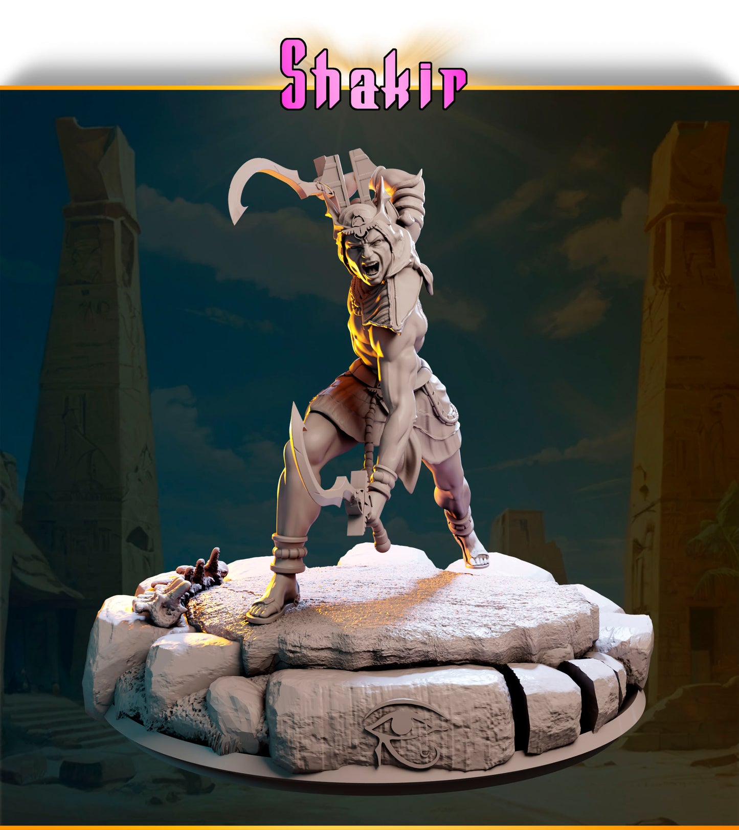 Shakir – Wojownik Piasków — figurka fantasy z ostrzem, skala 32 mm