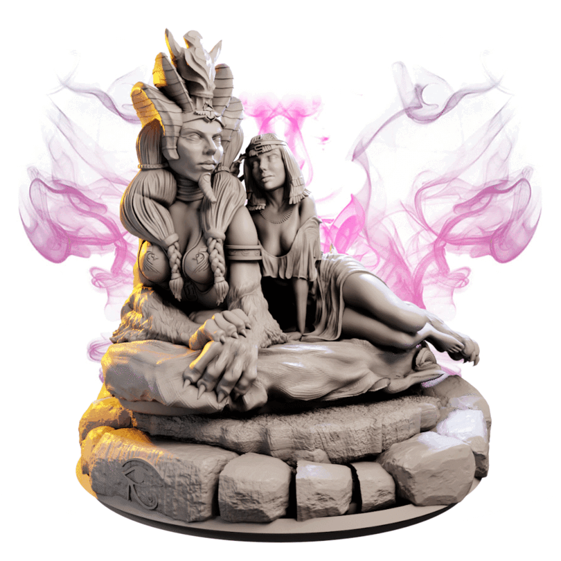 Sabah – Strażniczka Wschodniego Słońca — widok z przodu na pustynnej podstawce