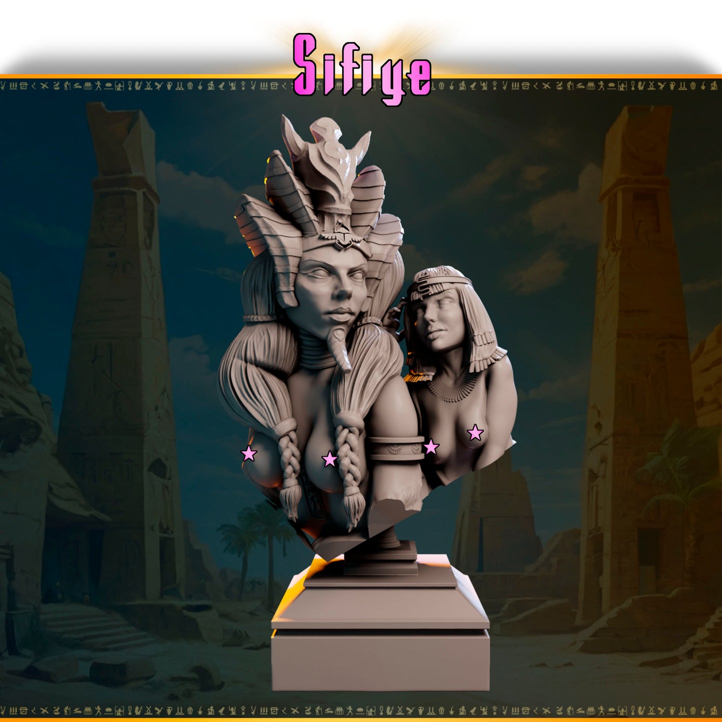 Sabah – Strażniczka Wschodniego Słońca — widok z przodu na pustynnej podstawce