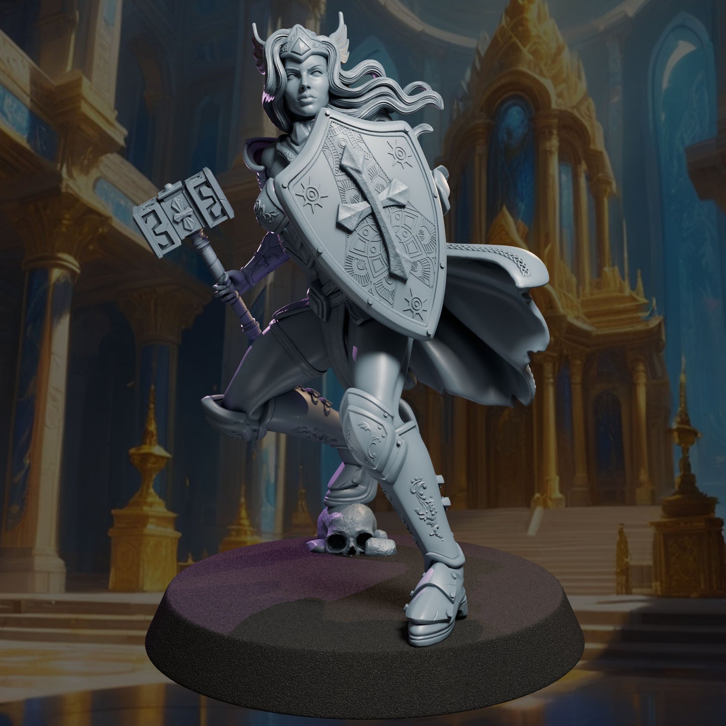 Solenne painted paladin miniature 75mm by Black Bird Miniatures