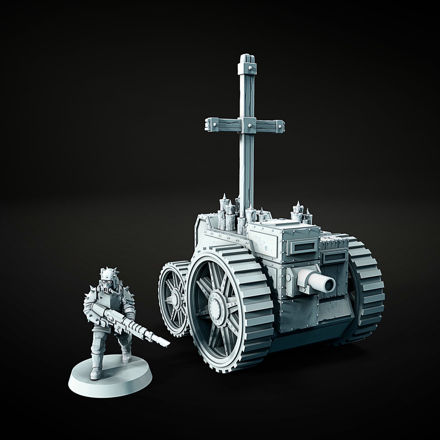 Czołg V1 – grimdark model 3D do Trench Crusade, autor Juan Manuel Vargas Villate