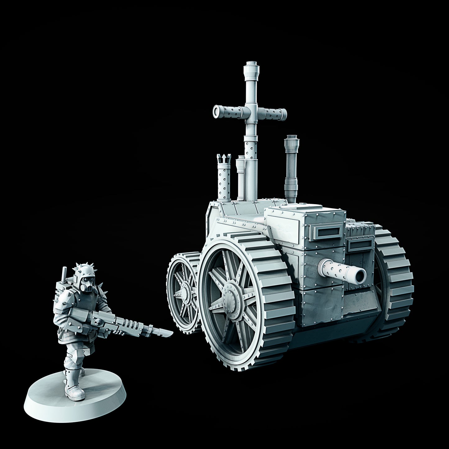 Czołg V1 – grimdark model 3D do Trench Crusade, autor Juan Manuel Vargas Villate