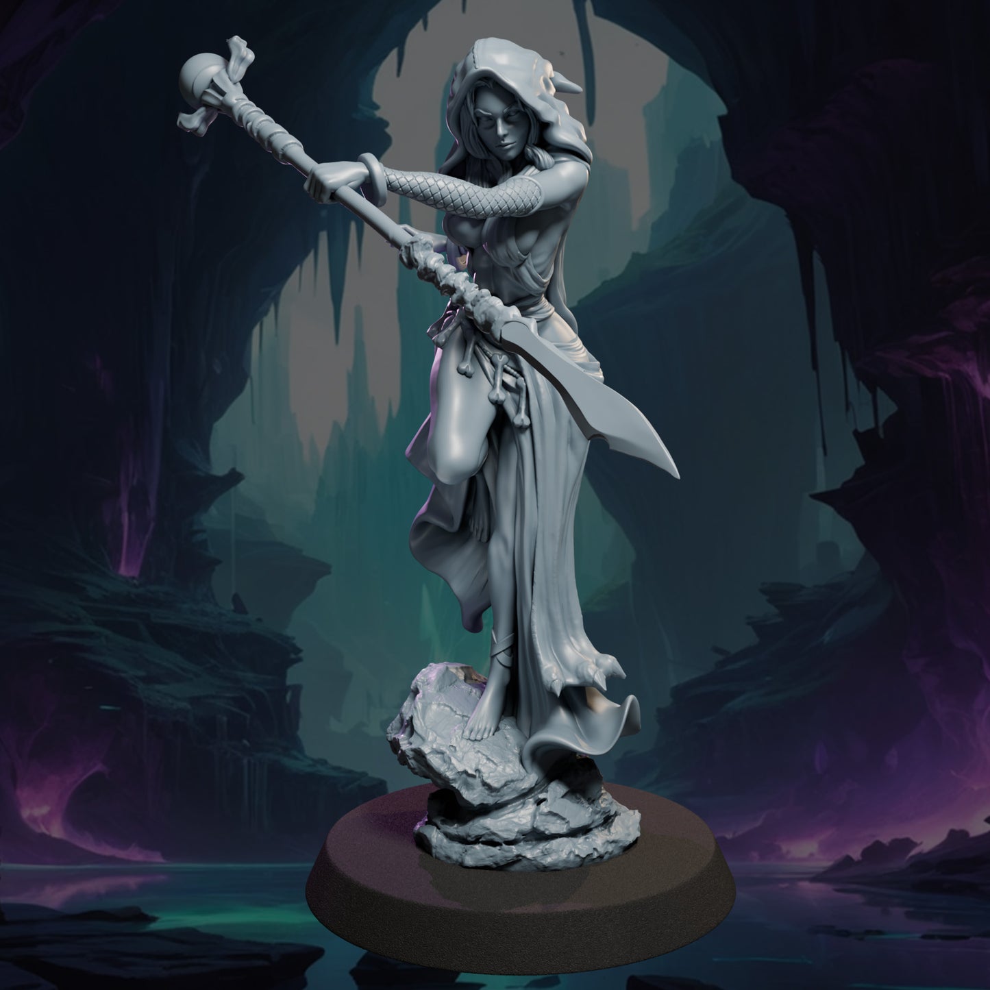 Thalmera painted dark fantasy warlock miniature 75mm by Black Bird Miniatures